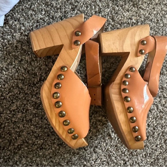 Free People Tan Platform Clogs with Studded Details - Picture 5 of 8